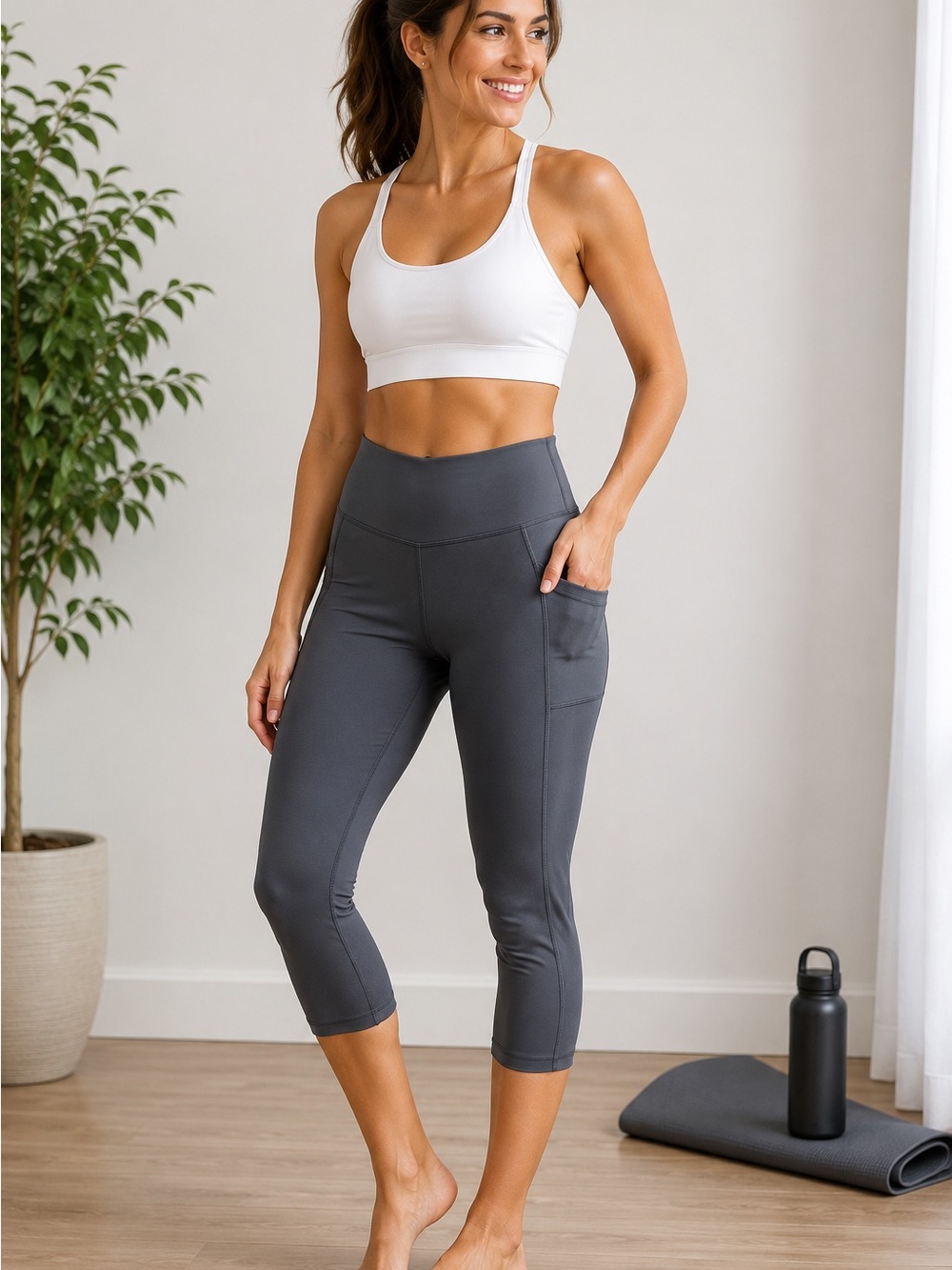 IUGA High Waisted Yoga Capri Leggings with Pockets.